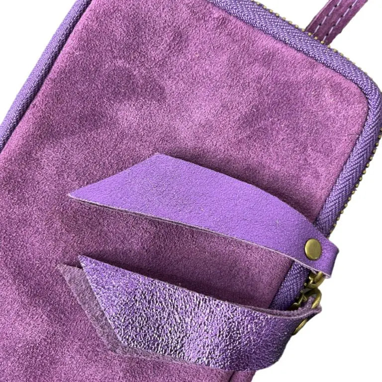 Pochette Telephone Nubuck Violet Made by moi