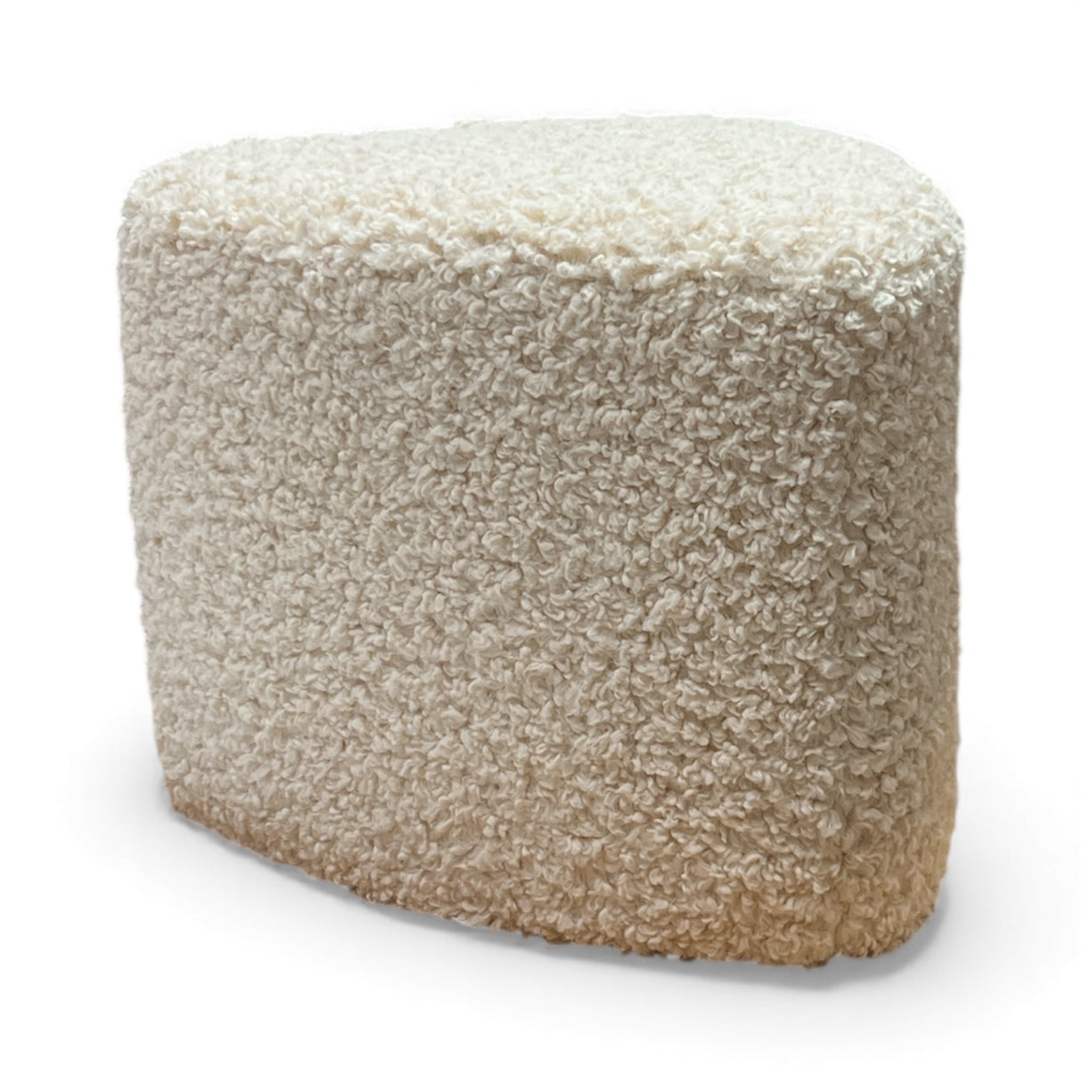 Pouf textile bouclettes craie