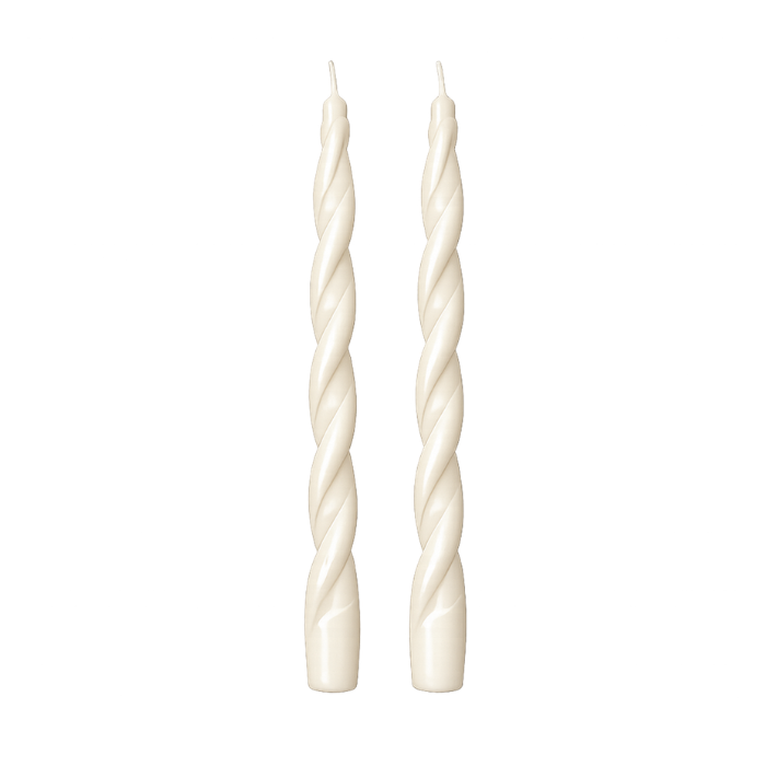 Set 2 Bougies Blanches Torsadées