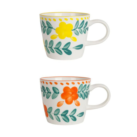 Set 2 Mugs Flowers
