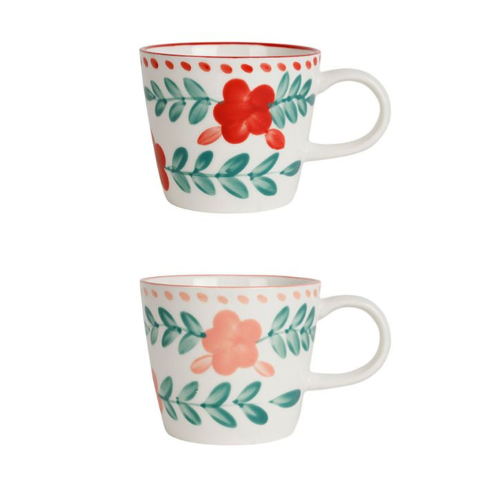 Set 2 Mugs Flowers