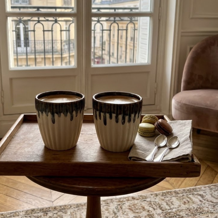 Set 2 Tasses Chocolat et Blanc
