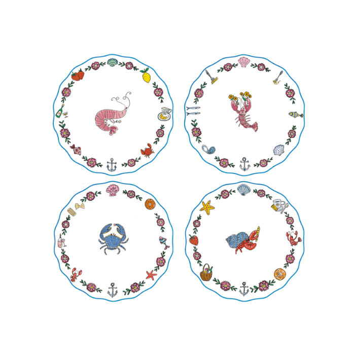 Set 4 Assiettes Crustacé
