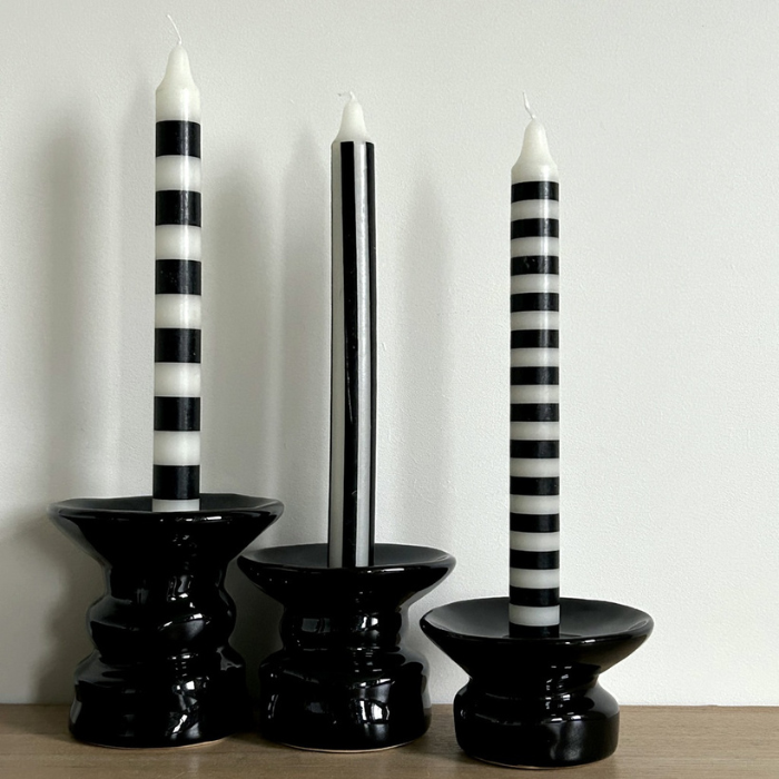 Set 4 Bougies Rayures Noires