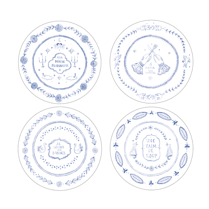 Set de 4 Assiettes Dictons