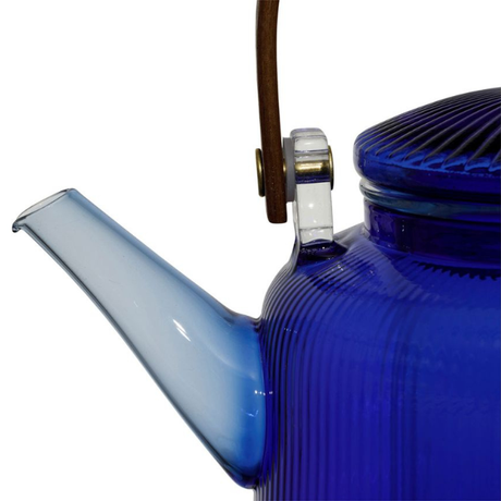 Théière Verre Stries Bleu