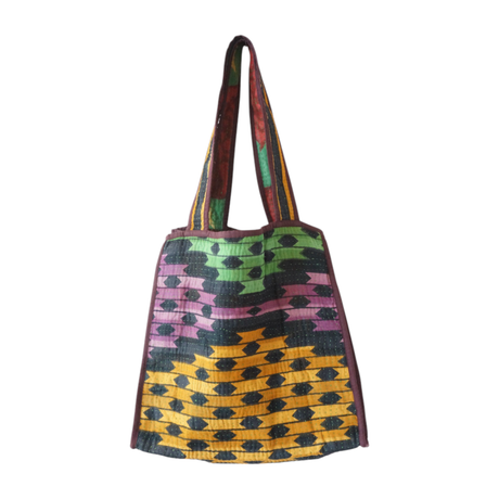 Tote Bag Kantha Vert & Parme