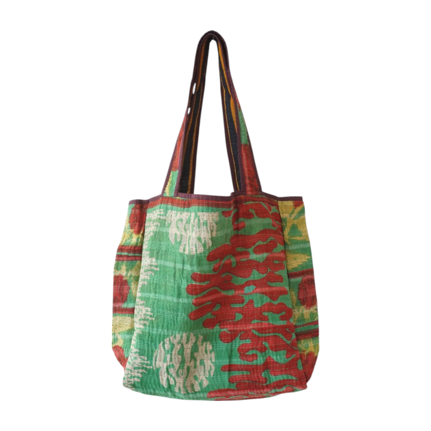 Tote Bag Kantha Vert & Parme