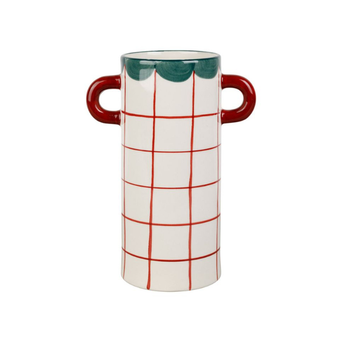 Vase 2 Anses Carreaux Bordeaux