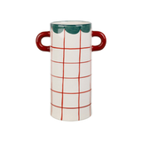 Vase 2 Anses Carreaux Bordeaux