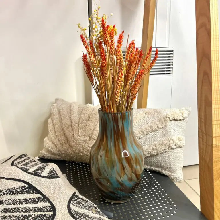 Leopard Brown Blue Vase