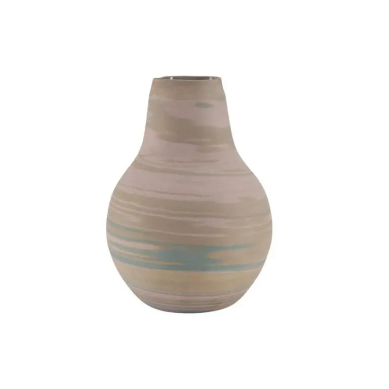 Pink and blue streaked vase