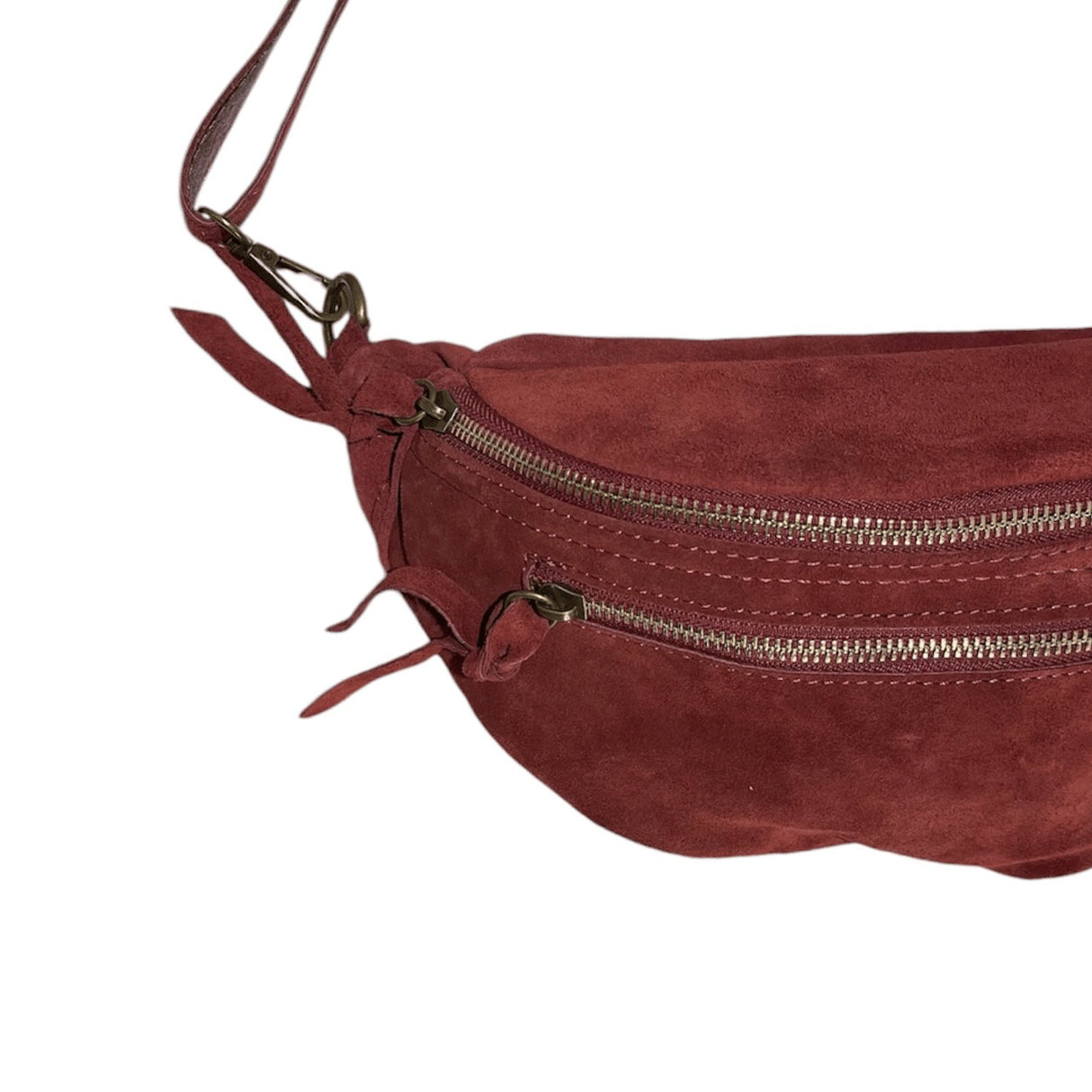 Taupe nubuck leather fanny pack