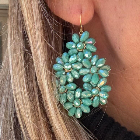 Boucles d'oreilles Fleurs Turquoise