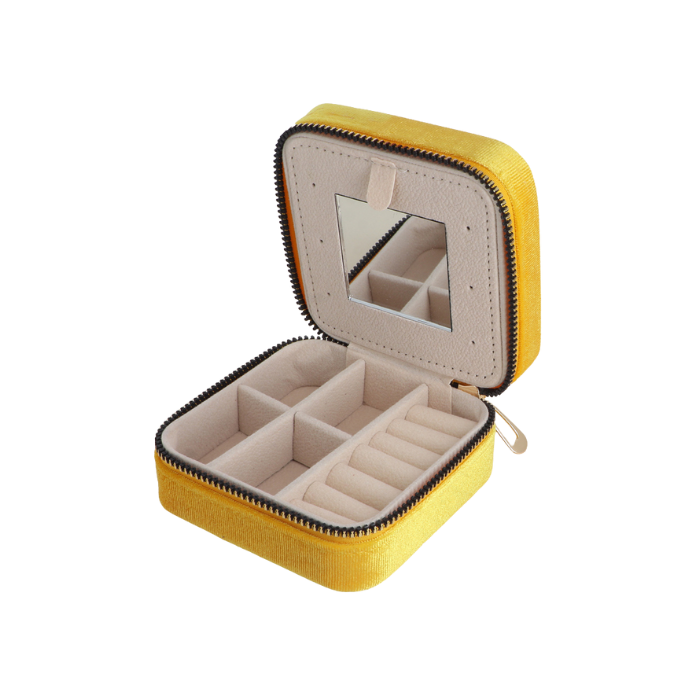 Boite Bijoux Velours Jaune