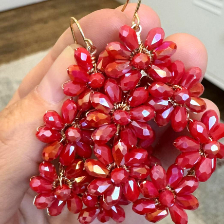Boucles d'oreilles Fleurs Rouge