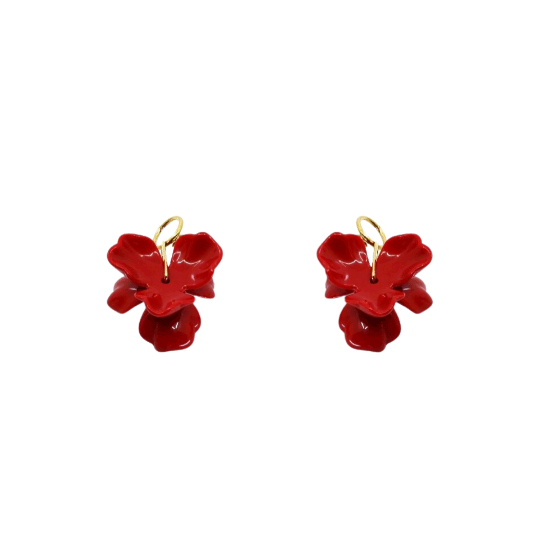 boucles d'oreilles fleurs rouges