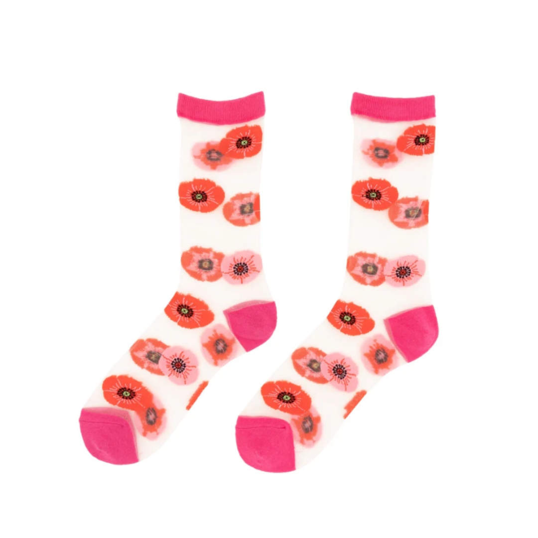 Chaussettes Transparentes Coquelicots