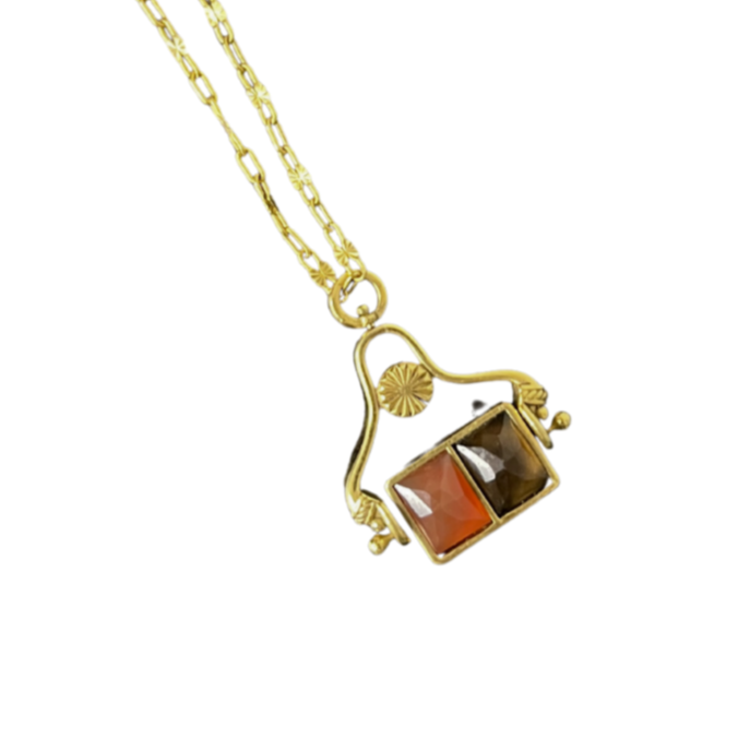 Aya Carnelian/Smoky Quartz Necklace