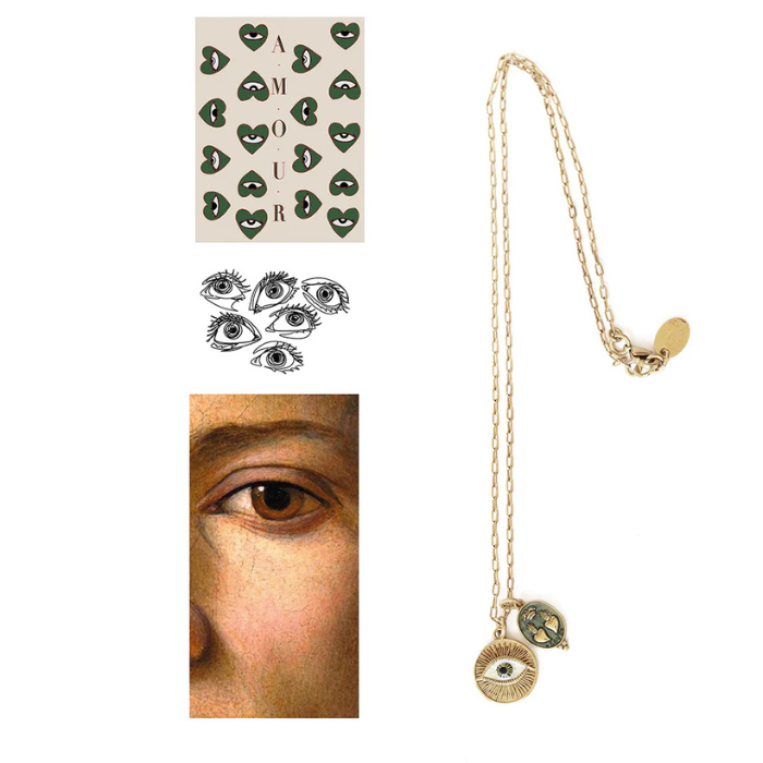Collier Oeil Double Coeur