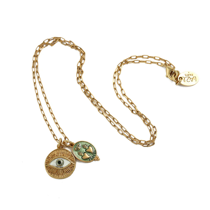Collier Oeil Double Coeur
