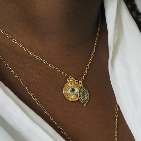 Collier Oeil Double Coeur