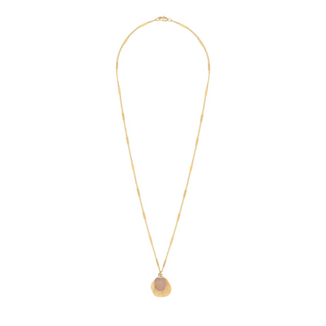 Collier Feuille Quartz Rose