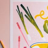 Affiche Ramen Ingredients Risograph