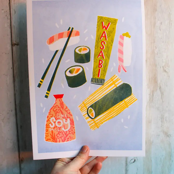 Affiche Sushi Risograph