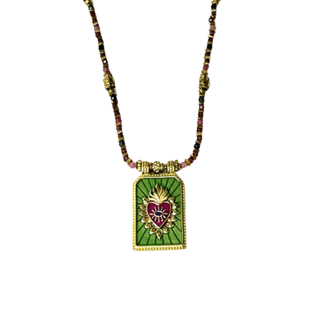 Green Ex-Voto Medallion Necklace