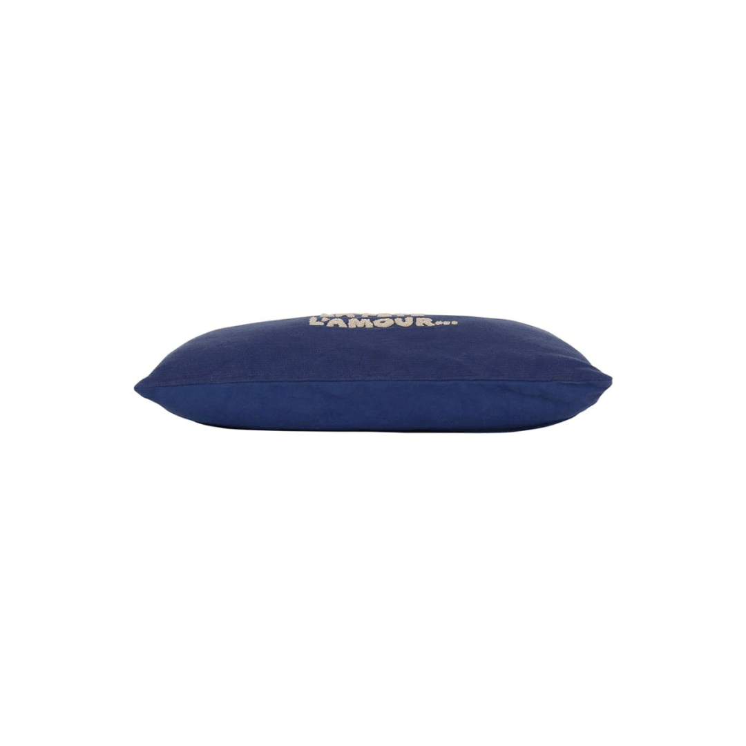 Coussin bleu brodé